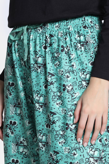 Zivame Mickey Mania Knit Poly Pyjama Set - Winter Green — image 6